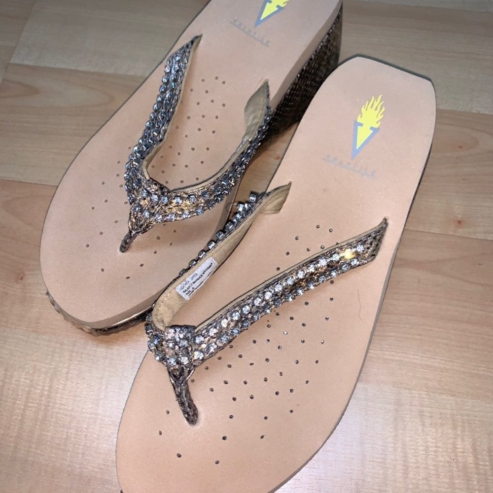 Snakeskin wedge sandals